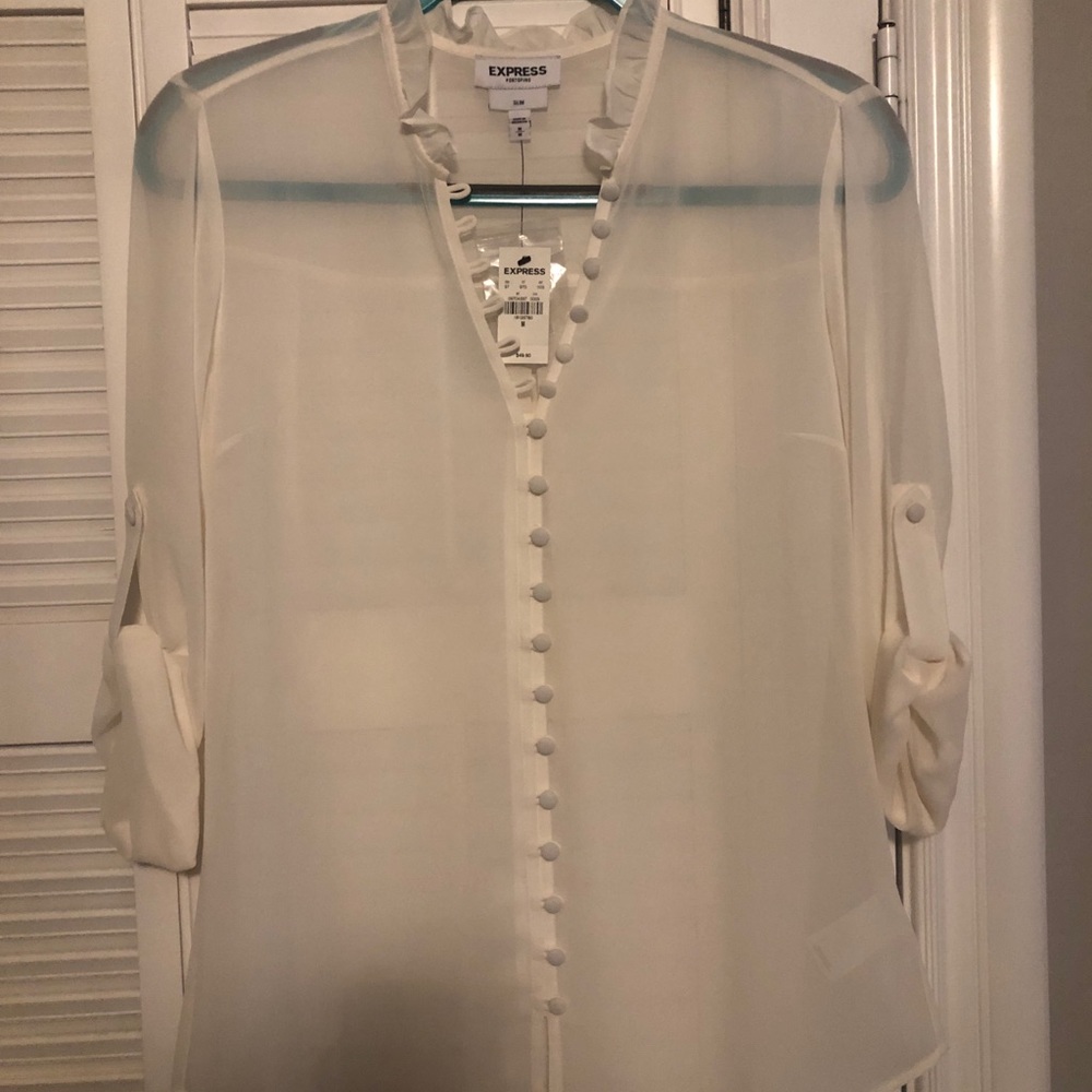 NWT - White Express Work Button up Blouse